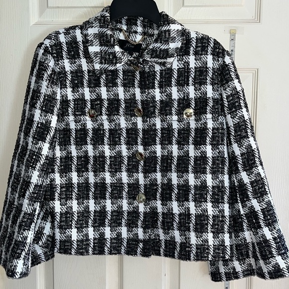 J.Crew-8-black& white-houndstooth ,button front, tweed, checkered blazer/jacket. - Picture 1 of 13